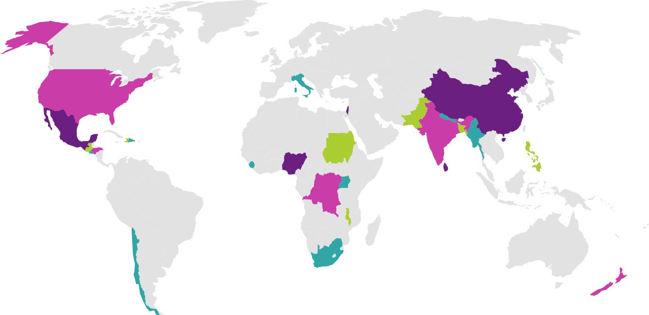 World map of our grantee organizations